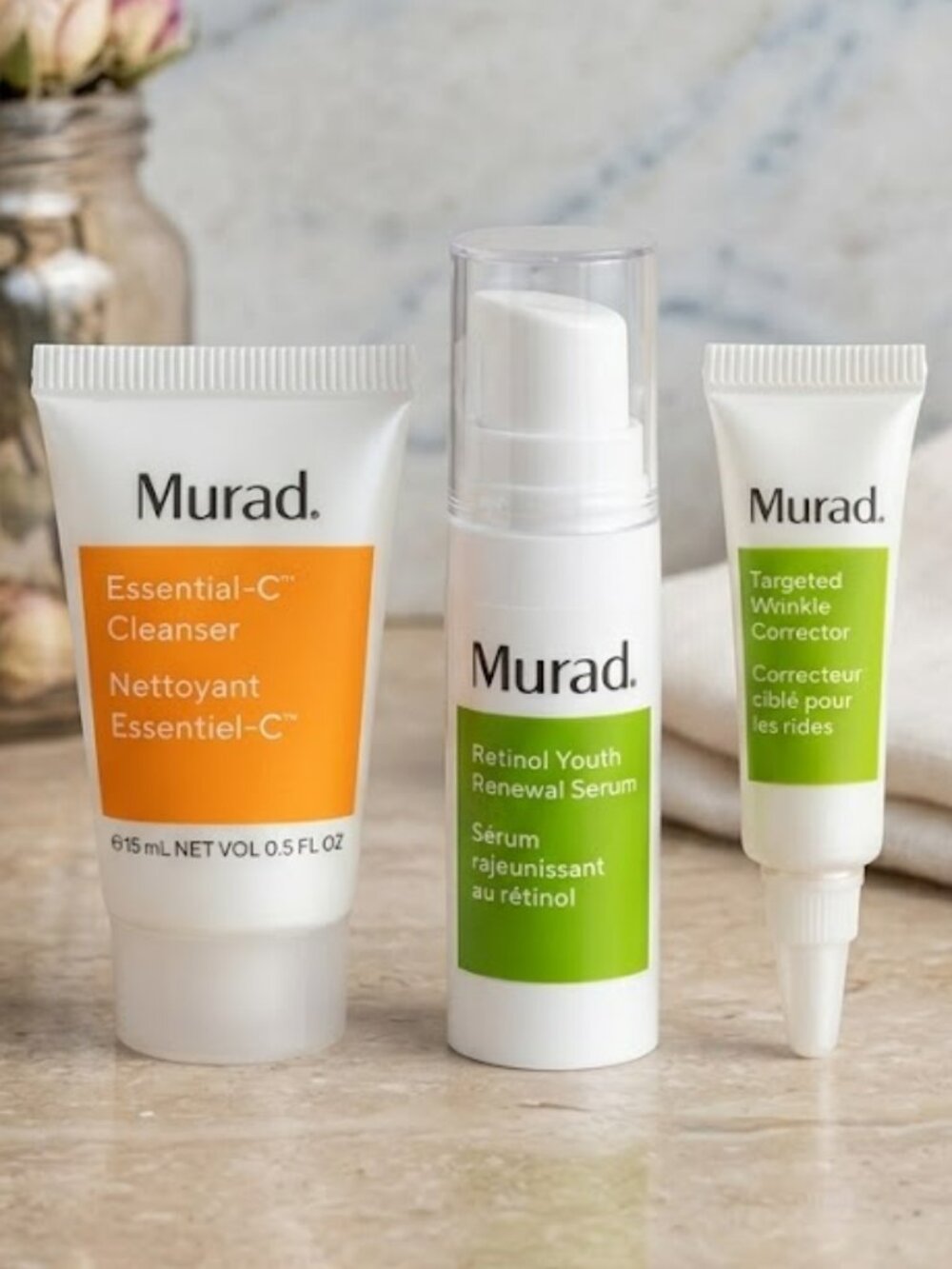Murad Retinol Youth Renewal Serum Targeted Wrinkle Corrector Essential C Cleanse